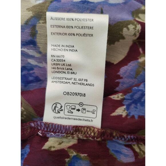 NWT Free People Dress Women's Size XS Burgundy Floral Print Long Sleeve - Picture 11 of 11